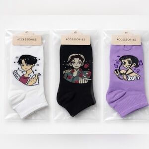 Anime Socks Set 3 Kawaii Cute Graphic Ankle Socks